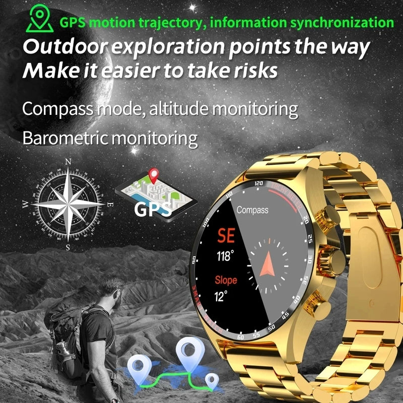 GPS Smart Watch Men Bluetooth Call HD Health  Monitoring Compass IP68 Waterproof