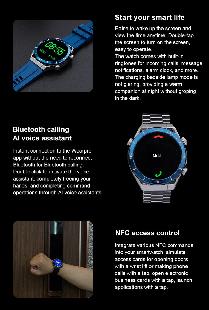 Vwar Ultra Mate Business Smart Watch Men Bluetooth Call Compass 100+ Sport Waterproof Watches for Android IOS