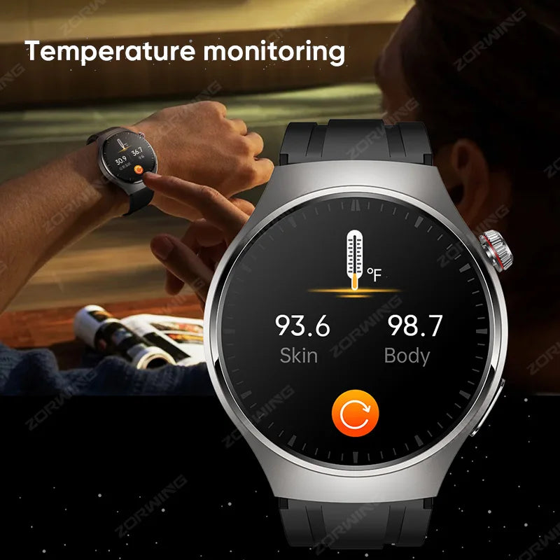 MT200 PPG+ECG Smart Watch Men Watch 4 Pro 1.43" AMOLED Screen Heart Rate Body Temperature Blood Pressure