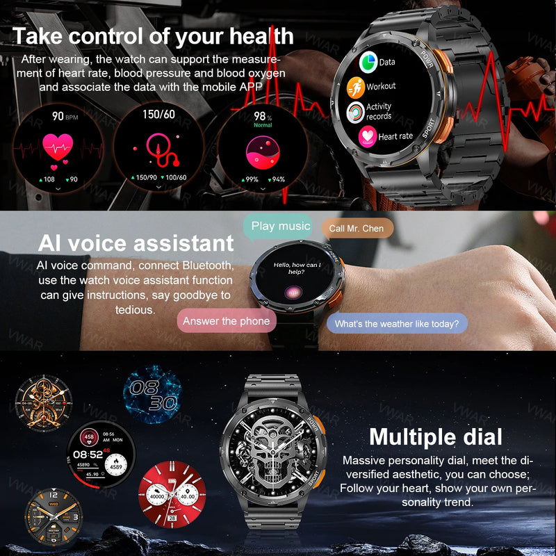 VWAR TANK T2 Military Ultra Smartwatch Men Women Smart Watch AMOLED AI Voice Call Waterproof Digital Fitness Sport Watches