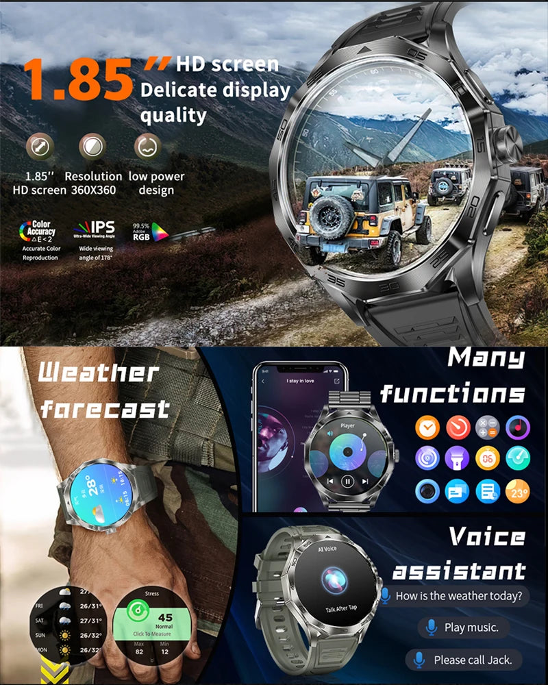 For Samsung Galaxy New Smart Watch Men 1.85 Inch HD Screen 710mAh 1ATM Waterproof GPS Sport Tracker Bluetooth Call Smartwatch