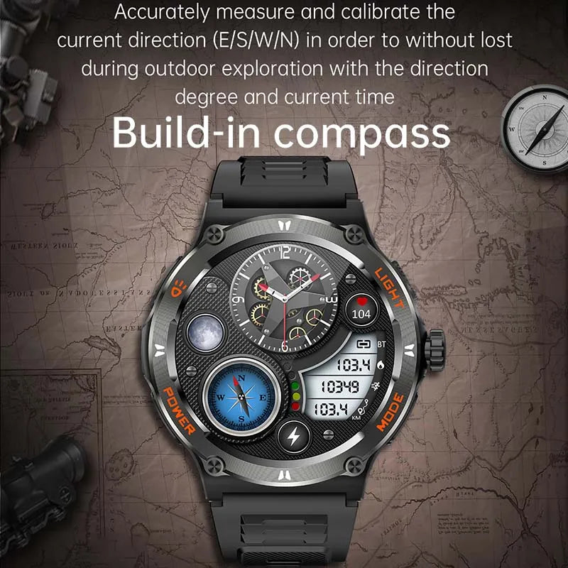 New For Xiaomi AMOLED Smart Watch Men Rugged Military Bluetooth Call GPS Track 500Mah 3ATM Waterproof