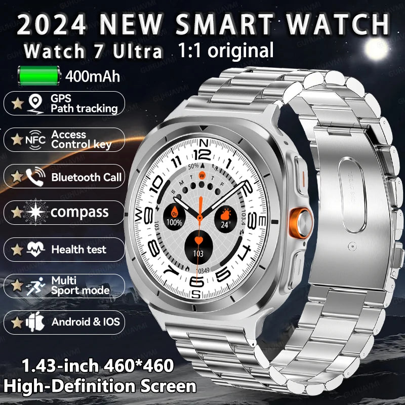 Smart Watch 7 Ultra Men Health Monitor Compass AMOLED Always Display NFC Bluetooth Call GPS Track Women SOS