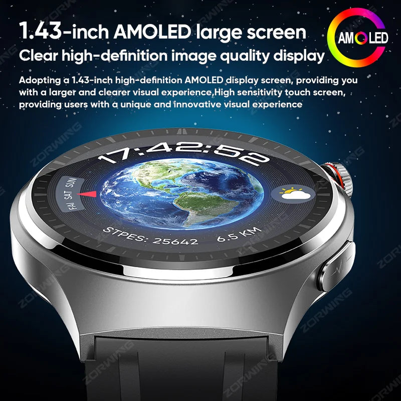 MT200 PPG+ECG Smart Watch Men Watch 4 Pro 1.43" AMOLED Screen Heart Rate Body Temperature Blood Pressure