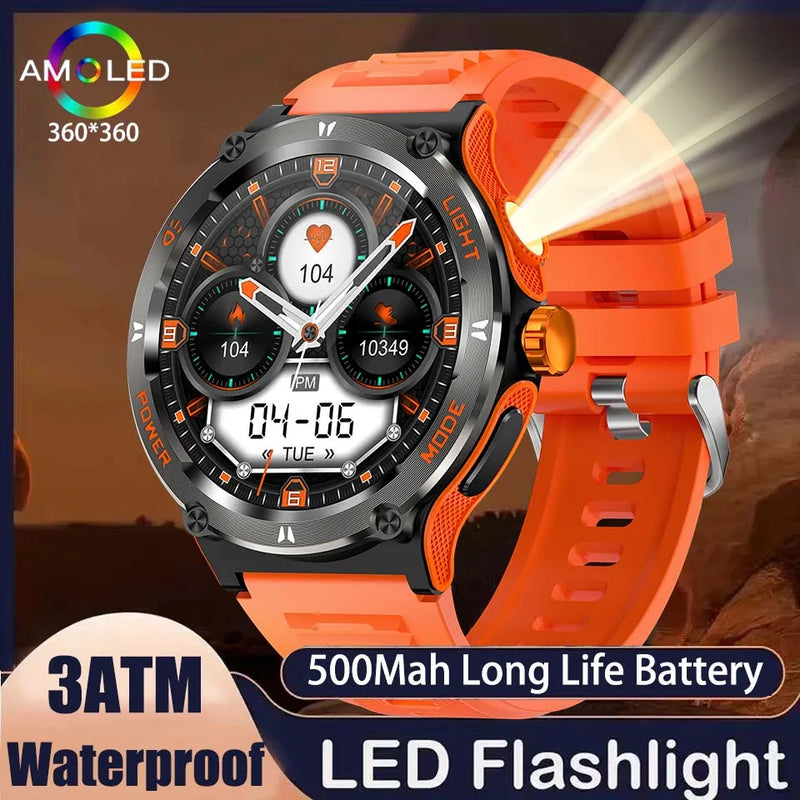 New For Xiaomi AMOLED Smart Watch Men Rugged Military Bluetooth Call GPS Track 500Mah 3ATM Waterproof