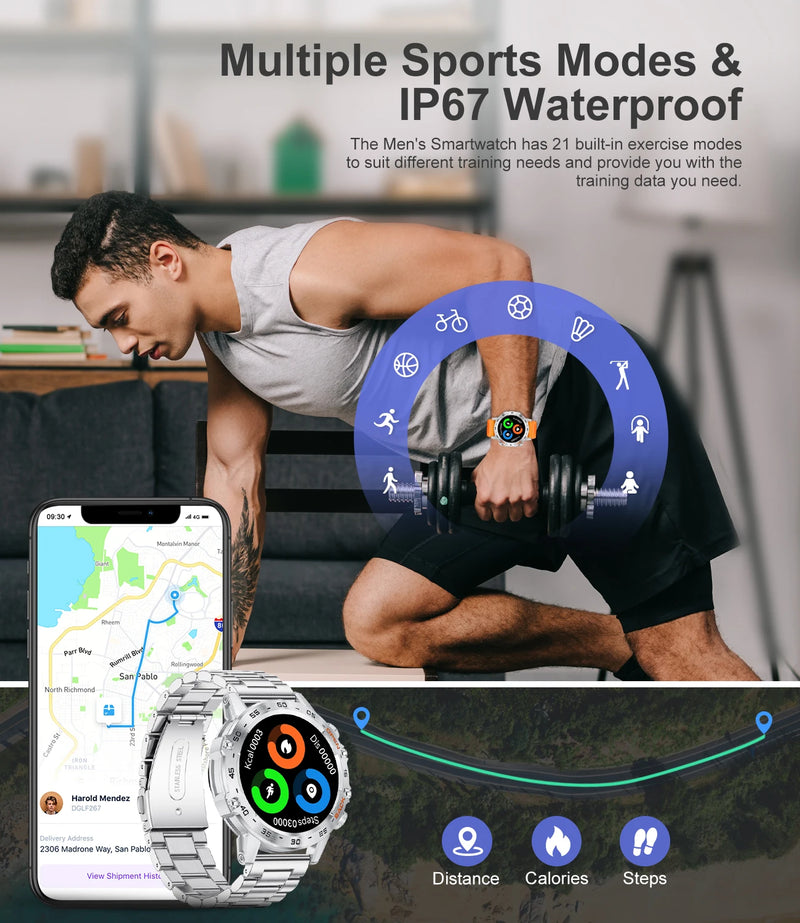 LIGE New1.39" Bluetooth Call Smart Watch Men Outdoor Sport Fitness Heart Rate Health Monitoring for Android IOS Phone