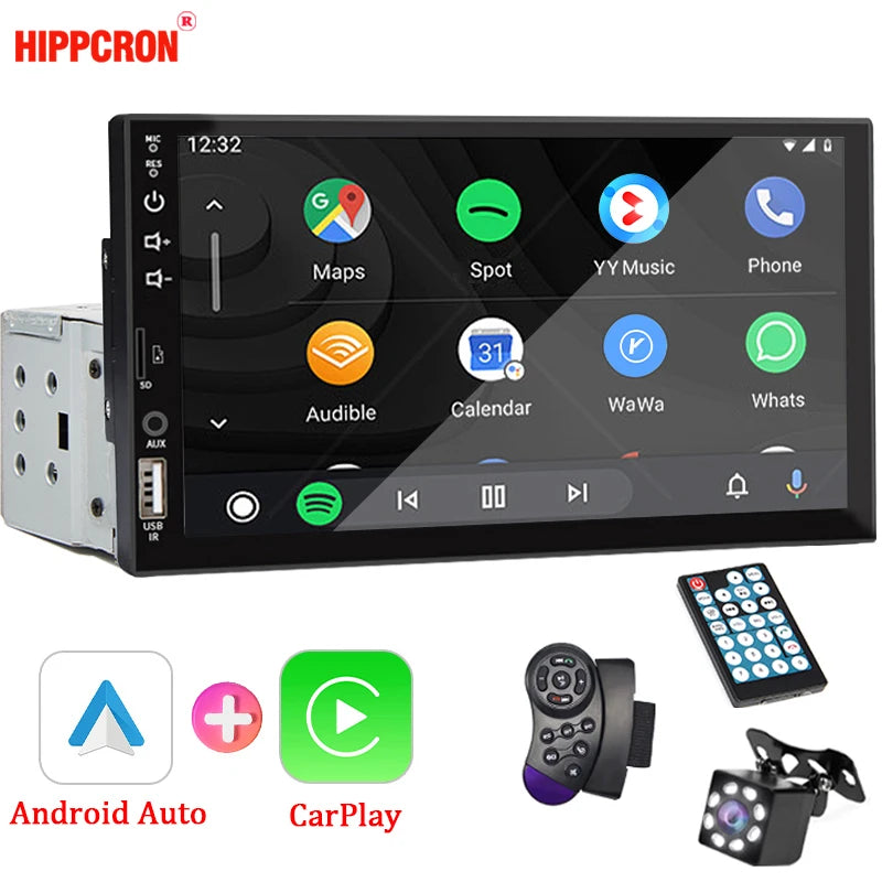 7“ Car Radio 1 Din Carplay Android Auto Multimedia Player HD Touch Screen FM AUX Input Bluetooth MirrorLink Universal Autoradio