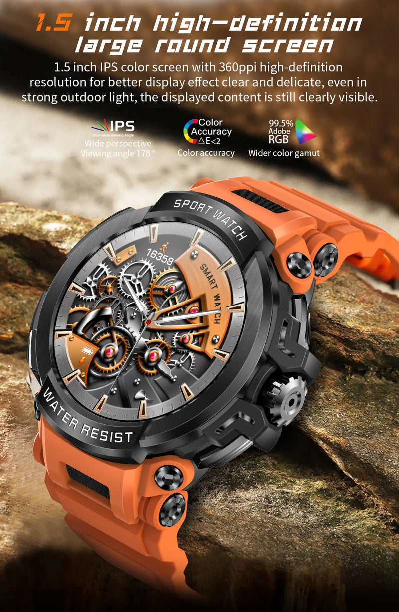 Military Smart Watch Men IP68 Waterproof Dustproof 600mAh Battery Ultra Long Standby Bluetooth Call Outdoor Sport